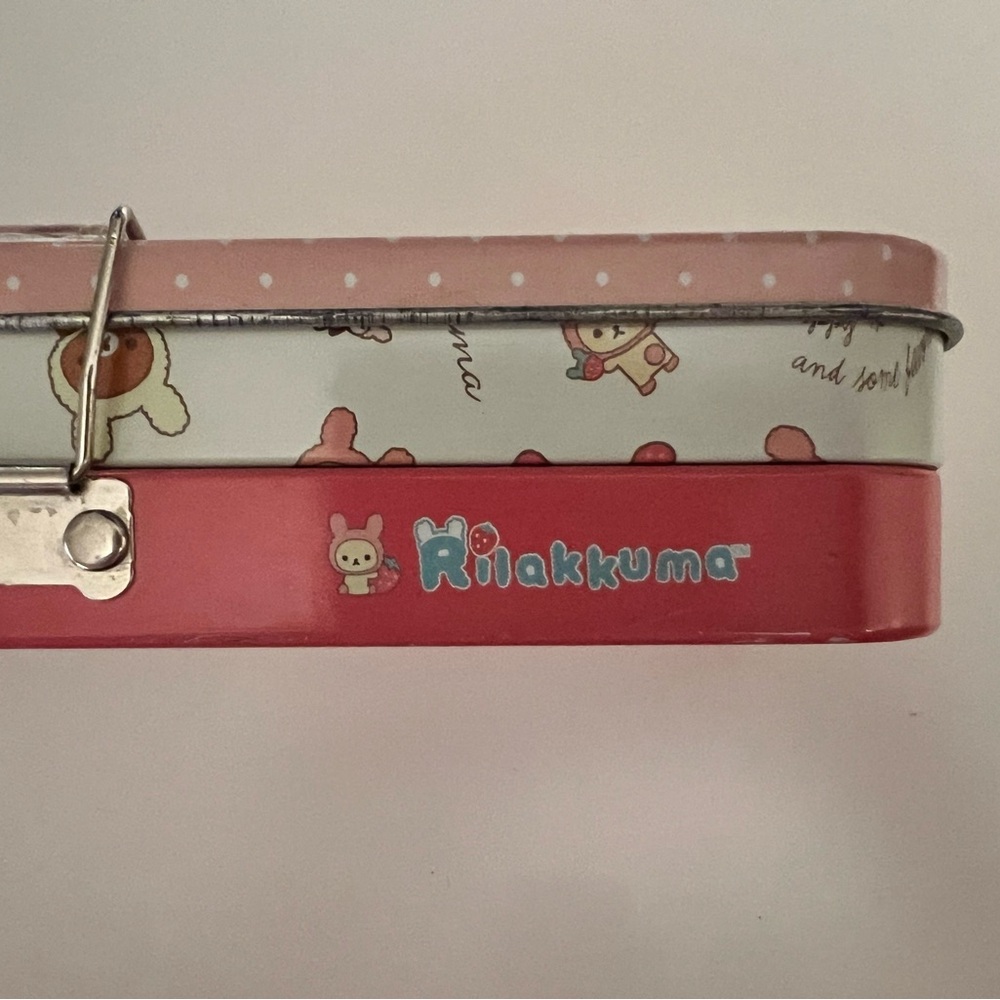 Cute Rilakkuma Bear Metal Tin Double Pencil Case Cute Pen Box School Stationary - Picture 7 of 10